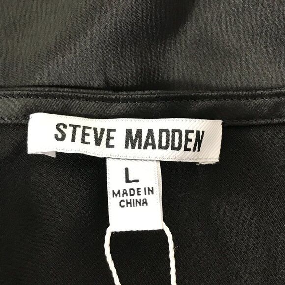 NEW Steve Madden Lucielle Satin Slip Dress Women's Large Black Handkerchief Hem - Picture 9 of 11